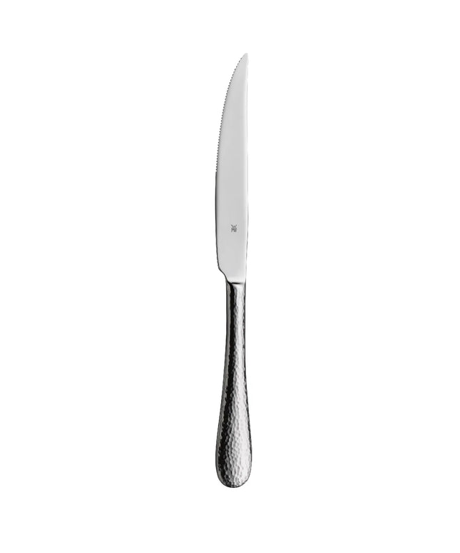 (12 pieces) WMF | Sitello Steak Knife – 18/10 Stainless Steel - 240 mm - Polished - Hammered Finish - Monobloc