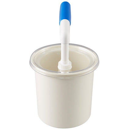 Bộ bình phân phối gia vị cách nhiệt Cambro ColdFest 1,6 lít màu trắng kèm vòi bơm Maxi và nắp