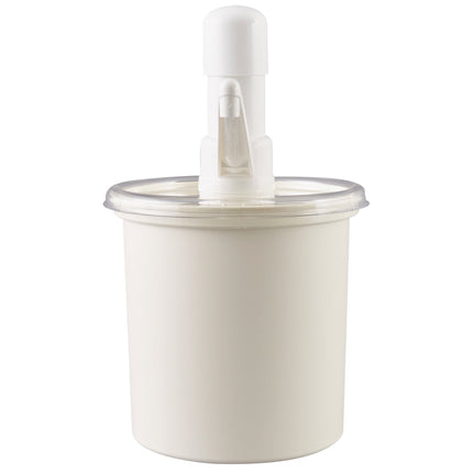 Bộ bình phân phối gia vị cách nhiệt Cambro ColdFest 1,6 lít màu trắng kèm vòi bơm đầu cố định và nắp