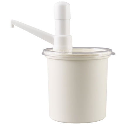 Bộ bình phân phối gia vị cách nhiệt Cambro ColdFest 1,6 lít màu trắng kèm vòi bơm đầu cố định và nắp