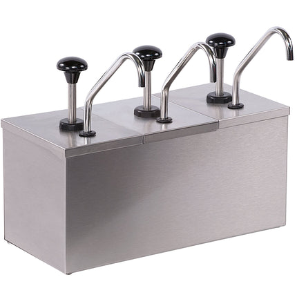Bình phân phối gia vị cách nhiệt Carlisle 386230IB 3 vòi bơm inox kèm 2 túi đá và nhãn dán gia vị