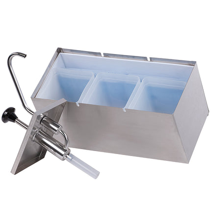 Bình phân phối gia vị cách nhiệt Carlisle 386230IB 3 vòi bơm inox kèm 2 túi đá và nhãn dán gia vị