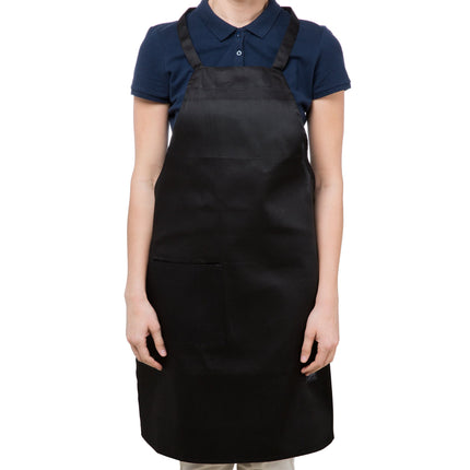 Tạp dề yếm dài vải poly-cotton có thể tùy chỉnh Chef Revival đen, 1 túi