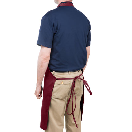 Tạp dề yếm dài vải poly-cotton có thể tùy chỉnh Chef Revival đỏ mận, 1 túi