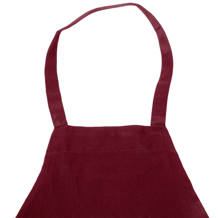 Tạp dề yếm dài vải poly-cotton có thể tùy chỉnh Chef Revival đỏ mận, 1 túi