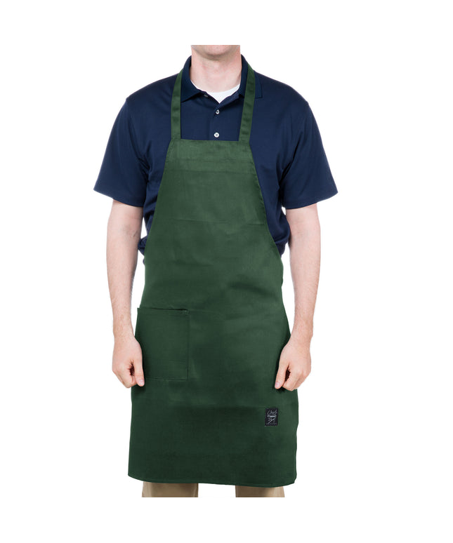 Tạp dề yếm vải poly-cotton có thể tùy chỉnh Chef Revival xanh lá đậm, 1 túi
