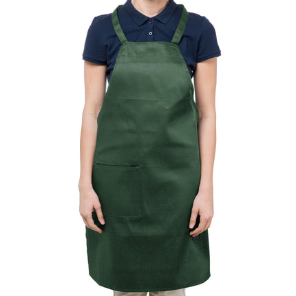 Tạp dề yếm vải poly-cotton có thể tùy chỉnh Chef Revival xanh lá đậm, 1 túi