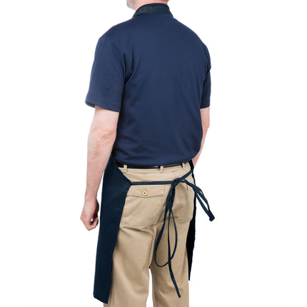 Tạp dề yếm dài vải poly-cotton có thể tùy chỉnh Chef Revival xanh navy, 1 túi