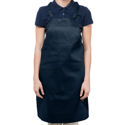 Tạp dề yếm dài vải poly-cotton có thể tùy chỉnh Chef Revival xanh navy, 1 túi