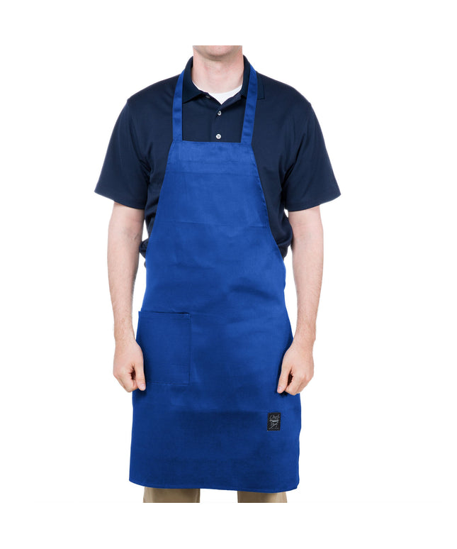 Tạp dề yếm dài vải poly-cotton có thể tùy chỉnh Chef Revival xanh royal, 1 túi