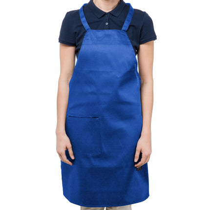 Tạp dề yếm dài vải poly-cotton có thể tùy chỉnh Chef Revival xanh royal, 1 túi