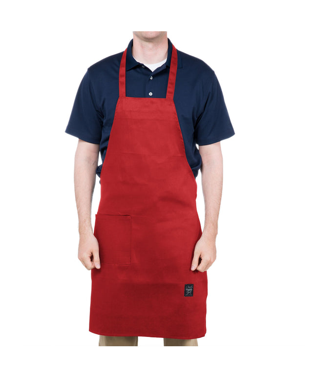 Tạp dề yếm dài vải poly-cotton có thể tùy chỉnh Chef Revival đỏ, 1 túi