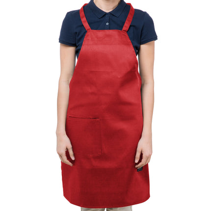 Tạp dề yếm dài vải poly-cotton có thể tùy chỉnh Chef Revival đỏ, 1 túi