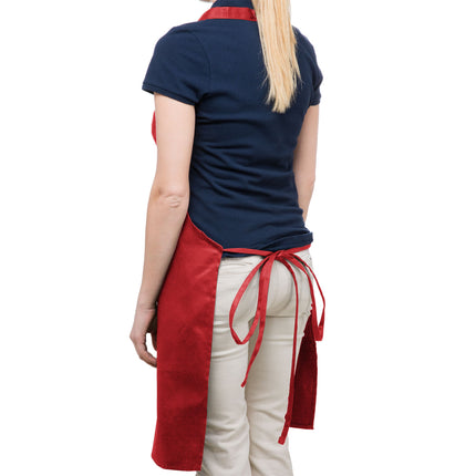 Tạp dề yếm dài vải poly-cotton có thể tùy chỉnh Chef Revival đỏ, 1 túi