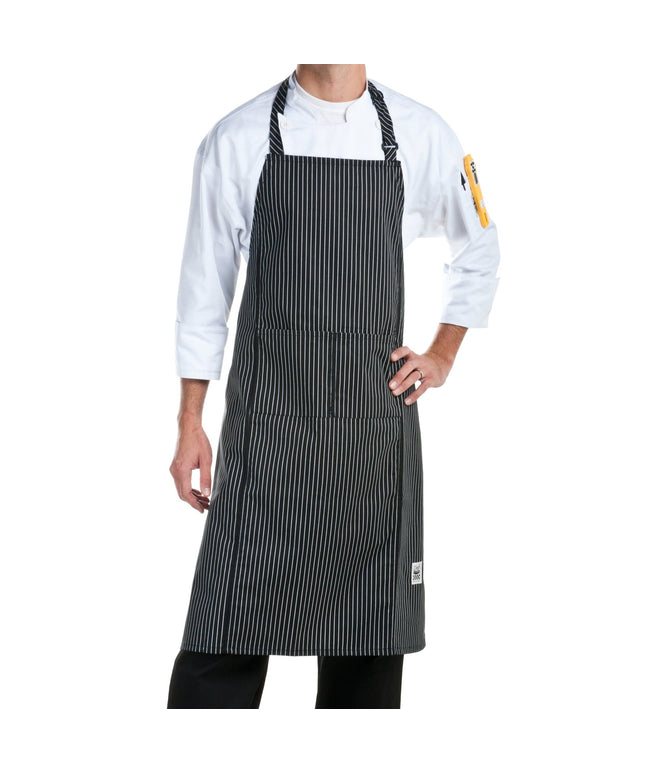 Tạp dề yếm vải poly-cotton sọc nhỏ có thể tùy chỉnh Chef Revival, 1 túi