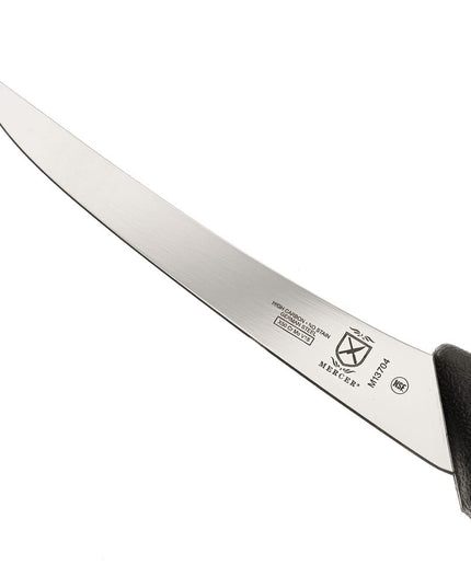 Mercer Culinary M13704 Dao Rọc Xương Cong Bán Linh Hoạt 15 cm Cán Nylon Đen Vân Nổi, Thép Đức Carbon Cao