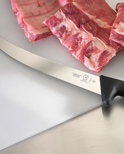 Dao Xẻ Thịt Mercer Culinary M13714 25.4 cm Cán Nylon Gia Cường Thủy Tinh Đen Thép Đức Carbon Cao