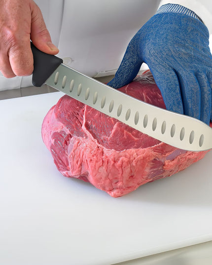 Dao Làm Thịt Granton Mercer Culinary M13718 25.4 cm Tay Cầm Nylon Gia Cường Sợi Thủy Tinh Đen Thép Đức Carbon Cao