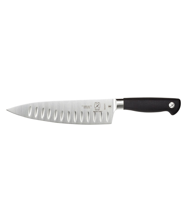 Dao Bếp Trưởng Mercer Culinary M21077 20.3cm Rãnh Granton Cán Santoprene® Đen Thép Đức Carbon Cao