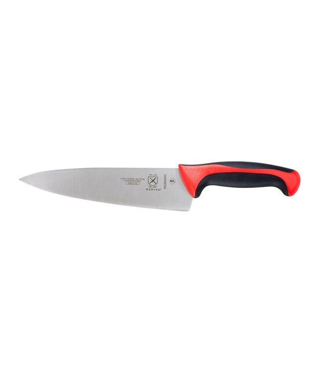 Dao Bếp Trưởng Mercer Culinary M22608RD 20.3 cm Cán Santoprene®/Polypropylene Đỏ Thép Carbon Cao Nhật Bản