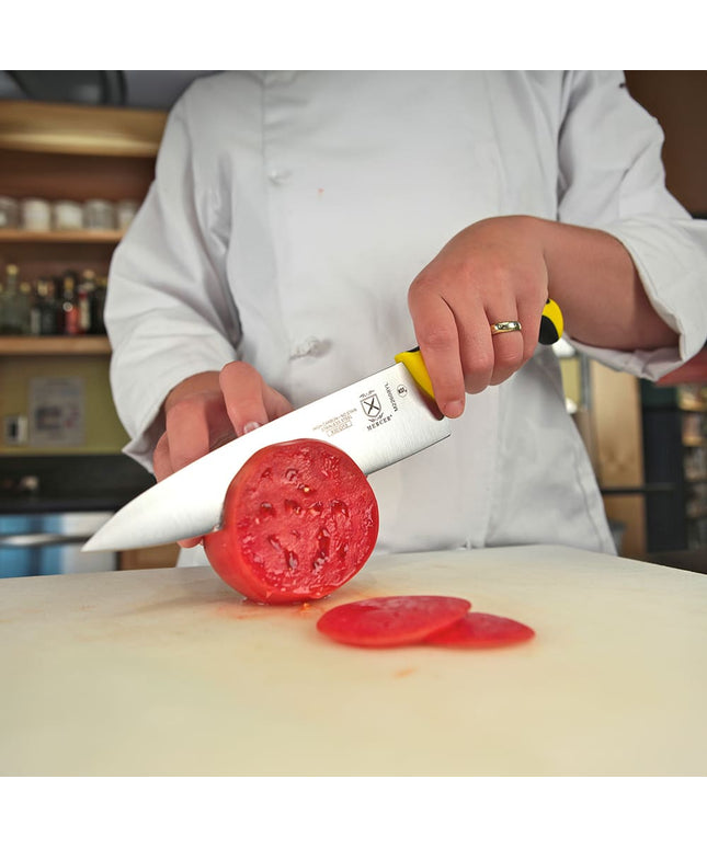 Dao Bếp Trưởng Mercer Culinary M22608YL 20.3 cm Tay Cầm Santoprene®/Polypropylene Vàng Thép Nhật Carbon Cao