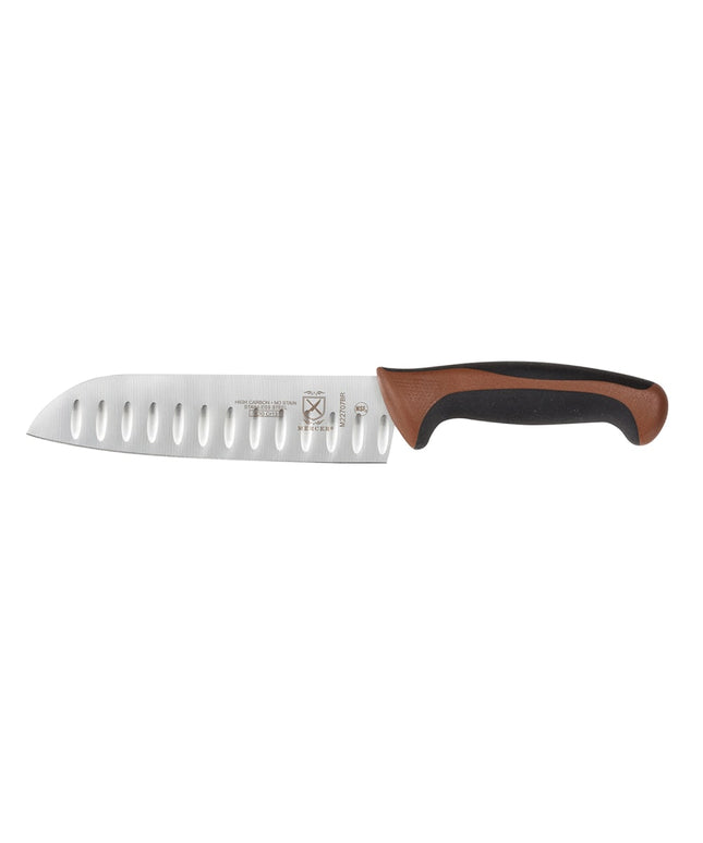 Dao Santoku Mercer Culinary M22707BR 17.8 cm Thép Carbon Nhật Tay Cầm Santoprene®/Polypropylene Nâu