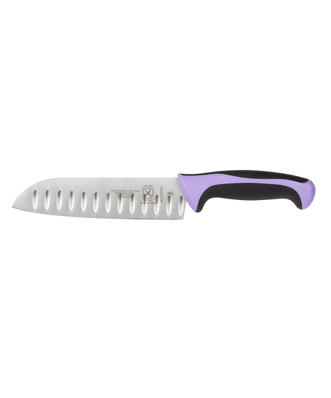Dao Santoku Mercer Culinary M22707PU 17.8 cm Thép Carbon Nhật Tay Cầm Santoprene®/Polypropylene Tím