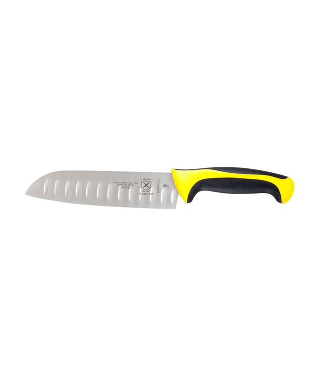 Dao Santoku Mercer Culinary M22707YL 17.8cm Lưỡi Thép Nhật Carbon Cao Tay Cầm Santoprene®/Polypropylene Vàng