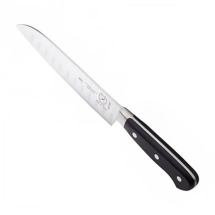 Dao Santoku Mercer Culinary M23590 17.8 cm Lưỡi Granton Cán Delrin® Đen Thép Đức Carbon Cao