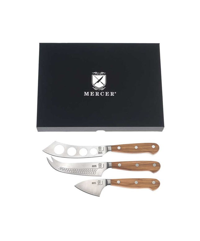 Bộ 3 Dao Phô Mai Mercer Culinary M23608OL Cán Gỗ Ô Liu, Thép Đức Cacbon Cao