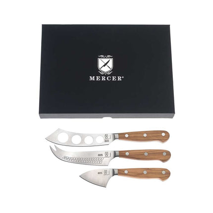 Bộ 3 Dao Phô Mai Mercer Culinary M23608OL Cán Gỗ Ô Liu, Thép Đức Cacbon Cao
