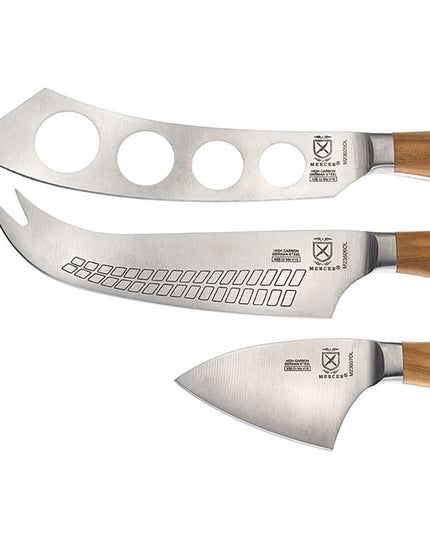 Bộ 3 Dao Phô Mai Mercer Culinary M23608OL Cán Gỗ Ô Liu, Thép Đức Cacbon Cao