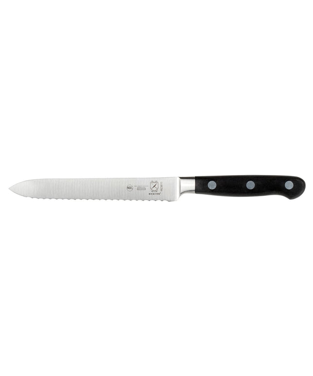 Mercer Culinary M23610 Dao Cắt Cà Chua 12.7 cm Cán Delrin® Đen Tiện Dụng, Thép Carbon Cao Đức