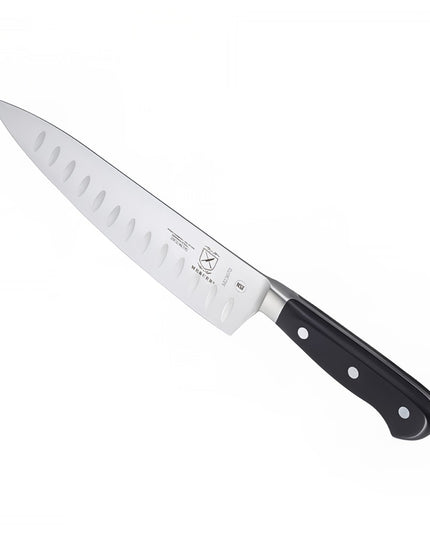 Dao Bếp Trưởng Mercer Culinary M23670 20.3cm Rãnh Granton Cán Delrin® Đen Thép Đức Carbon Cao
