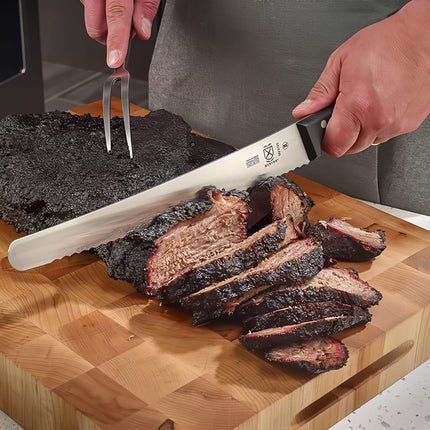Dao Thái Thịt Ức Bò Mercer Culinary M23725 25.4 cm Lượn Sóng Thép Carbon Đức