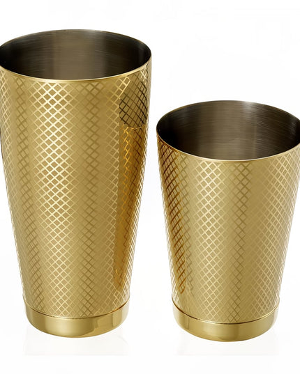 Bộ Bình Lắc Cocktail Barfly Hoa Văn Kim Cương Thép Không Gỉ 828 ml & 532 ml Màu Vàng M37200GD