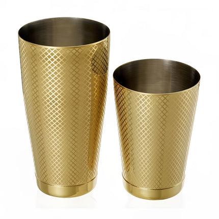 Bộ Bình Lắc Cocktail Barfly Hoa Văn Kim Cương Thép Không Gỉ 828 ml & 532 ml Màu Vàng M37200GD