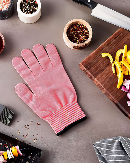 Găng Tay Chống Cắt Mercer Culinary M33415PKM Cỡ Trung - Polyethylene Phân Tử Siêu Cao, Hồng Viền Xanh Lá