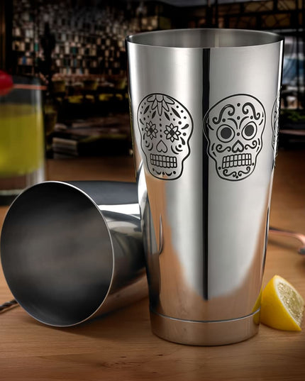 Bộ Bình Lắc Cocktail 2 Món Barfly M37009SKU Khắc Hình Đầu Lâu Bóng Gương