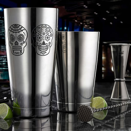 Bộ Bình Lắc Cocktail 2 Món Barfly M37009SKU Khắc Hình Đầu Lâu Bóng Gương