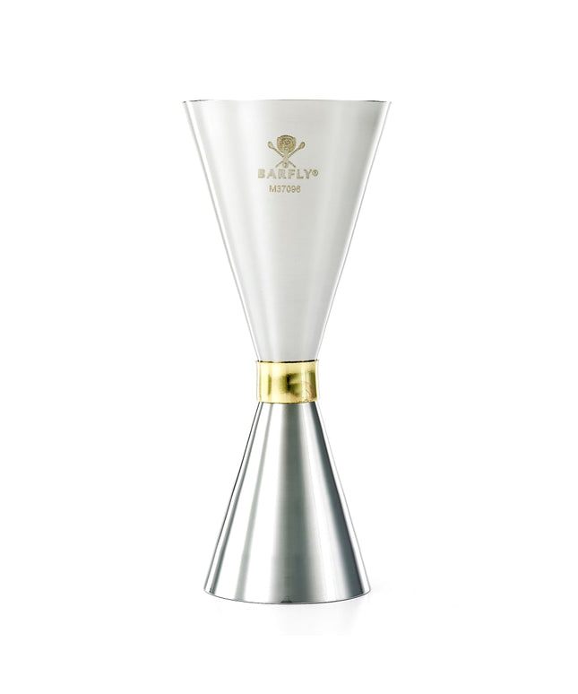 Ly Đong Kiểu Mỏng Barfly M37096 30 ml & 60 ml Thép Không Gỉ Viền Vàng