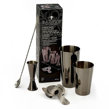 Bộ Bình Lắc Cocktail 5 Món Barfly M37101BK Đen Kim Loại