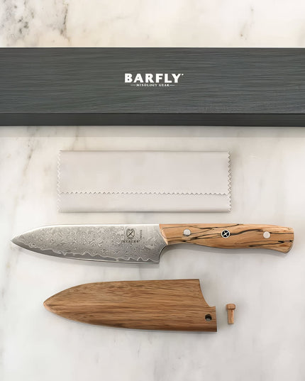 Dao Bar Barfly M37153 12.7 cm Cán Gỗ Phong Spalted Thép Damascus
