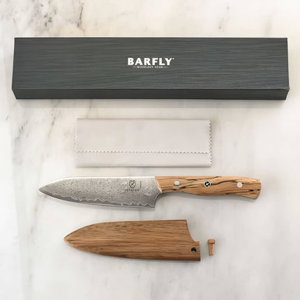 Dao Bar Barfly M37153 12.7 cm Cán Gỗ Phong Spalted Thép Damascus