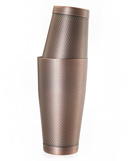 Bộ Bình Lắc Cocktail Barfly Hoa Văn Kim Cương Thép Không Gỉ 828 ml & 532 ml Màu Đồng Cổ M37200ACP