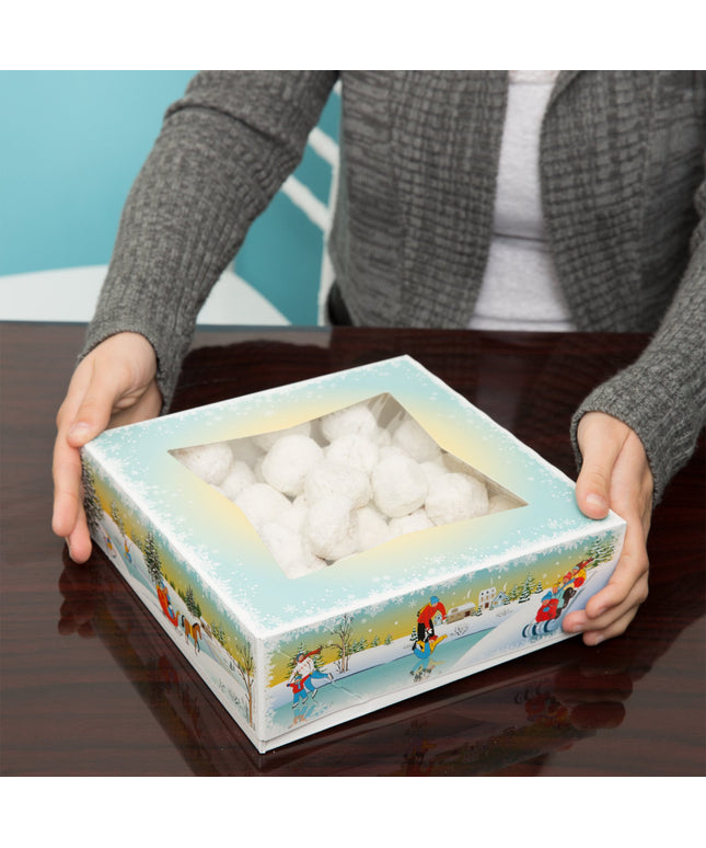 Hộp bánh cửa sổ bật tự động Southern Champion 25 x 25 x 6 cm, họa tiết mùa đông - Thùng 150 cái