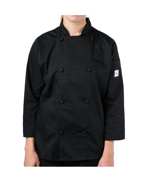 Áo bếp nữ tay dài khuy vải Mercer Culinary Genesis M61040BK - Màu đen, Size 2XL