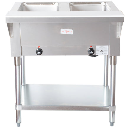 Bàn giữ nóng thức ăn điện 2 khoang Advance Tabco SW-2E-120 có kệ dưới - hầm kín, 120V
