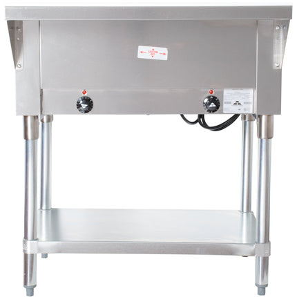 Bàn giữ nóng thức ăn điện 2 khoang Advance Tabco SW-2E-120 có kệ dưới - hầm kín, 120V