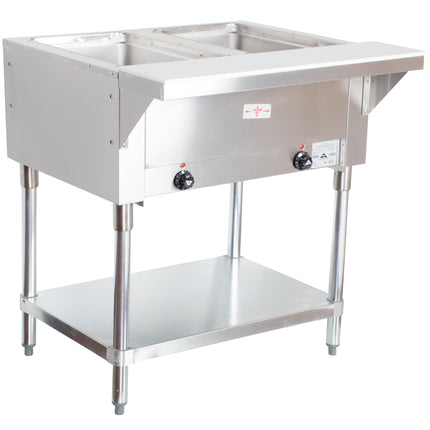 Bàn giữ nóng thức ăn điện 2 khoang Advance Tabco SW-2E-120 có kệ dưới - hầm kín, 120V